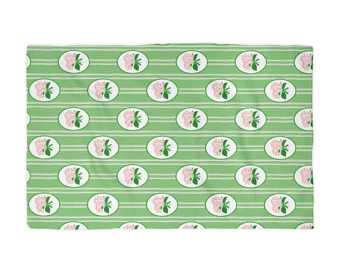 Hydrangea Flower Chinoiserie Kitchen Towel Preppy Spring