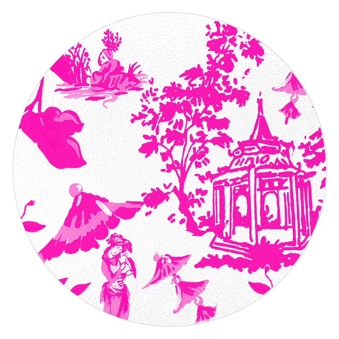 Chinoiserie Pagoda in Pink   Glass Cutting Board