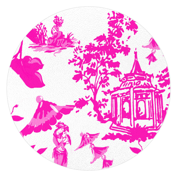 Chinoiserie Pagoda in Pink   Glass Cutting Board