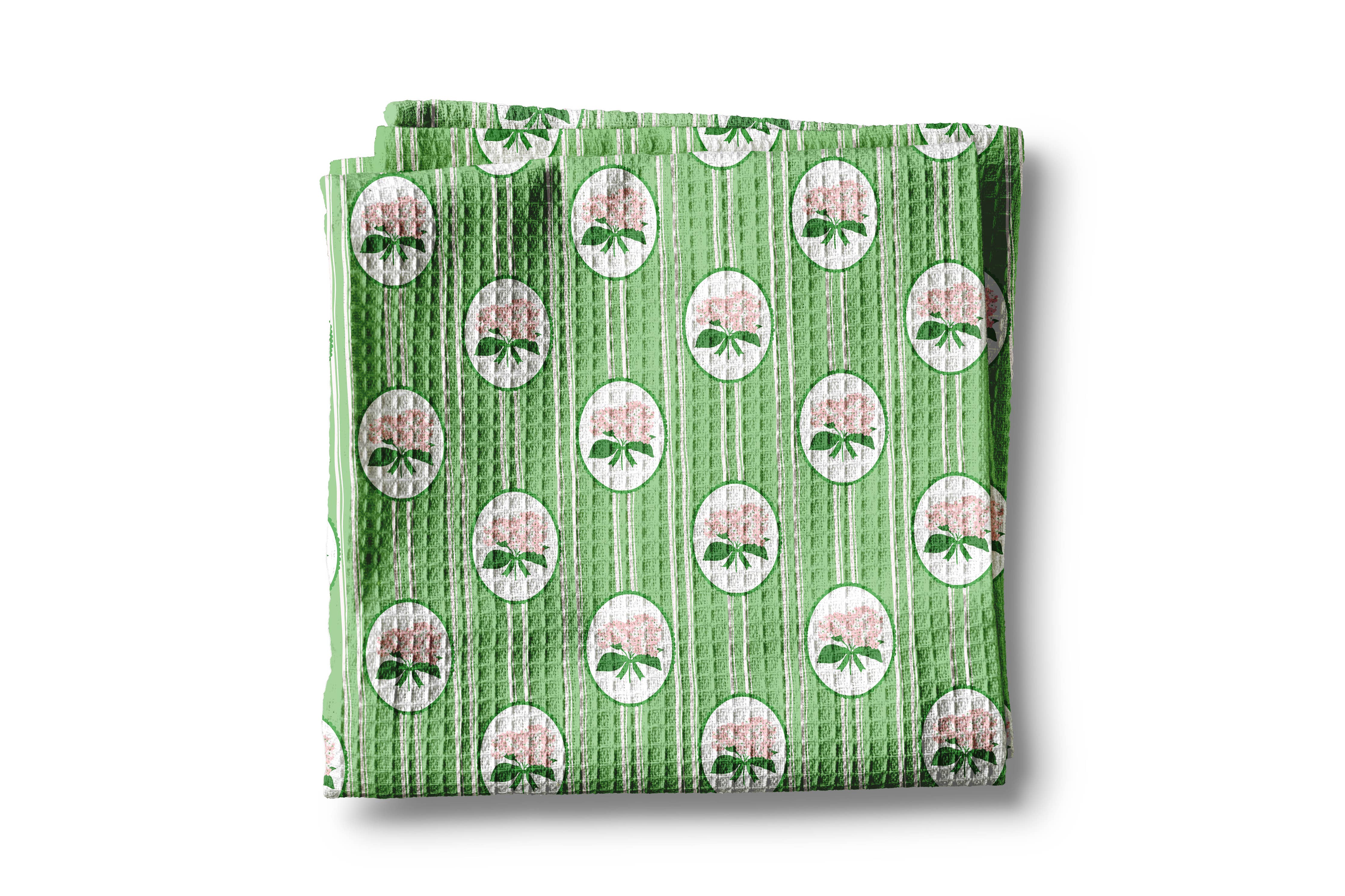Hydrangea Flower Chinoiserie Kitchen Towel Preppy Spring