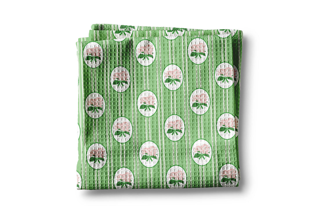 Hydrangea Flower Chinoiserie Kitchen Towel Preppy Spring
