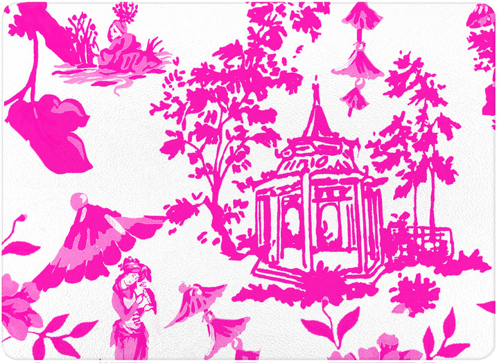Chinoiserie Pagoda in Pink   Glass Cutting Board