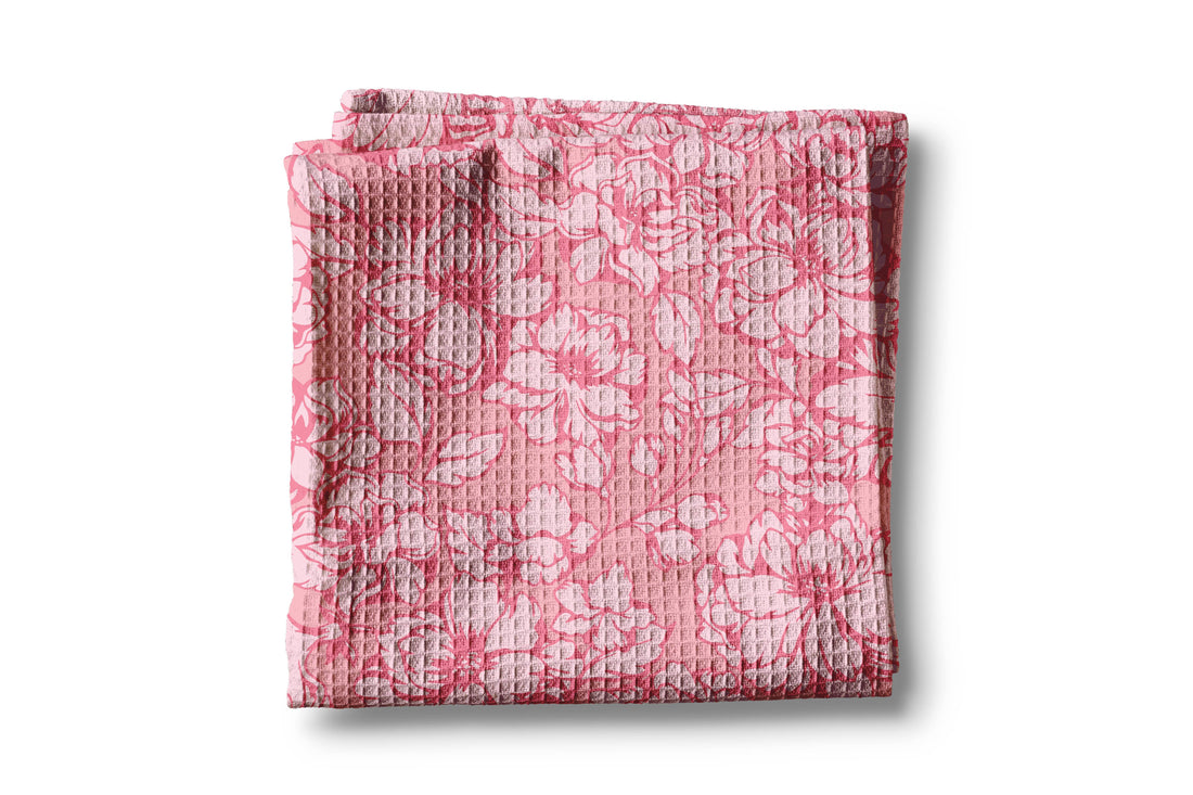 Chinoiserie Floral Kitchen Towel Vase Pink Spring Flower