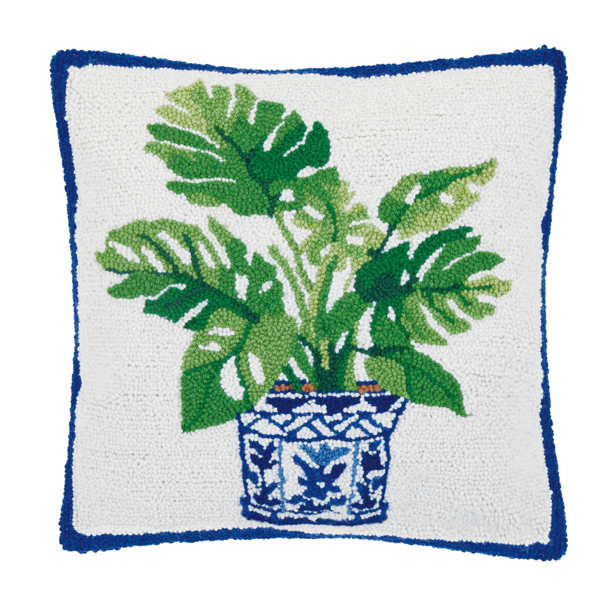 Blue Monstera Plant Hook Pillow - Sally Eckman Roberts
